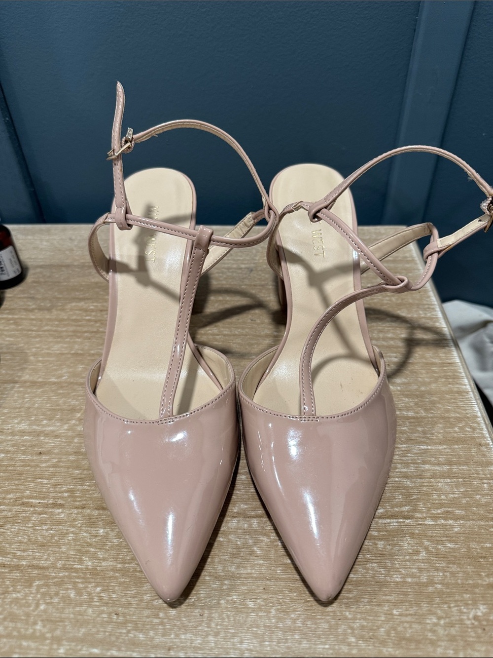 Nine West Pink Nude T-Strap Pointed Heels